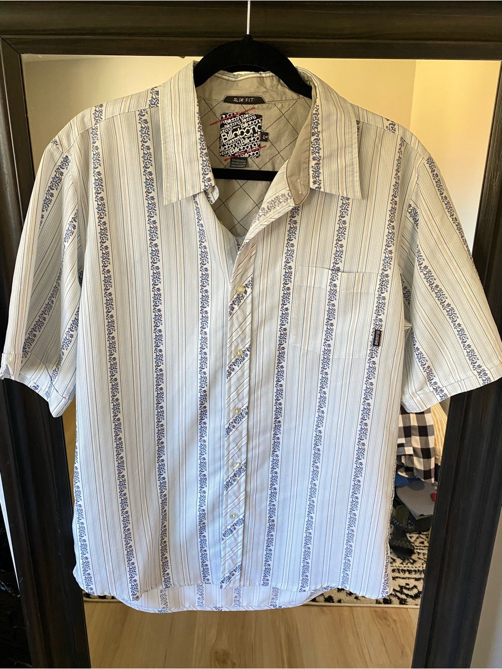 Billabong mens floral striped short sleeve button down shirt
